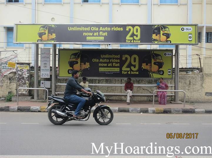 BQS Branding Agency at Brinda Theatre Bus Stop in Chennai, Hoardings Rates at Bus Stop in Chennai